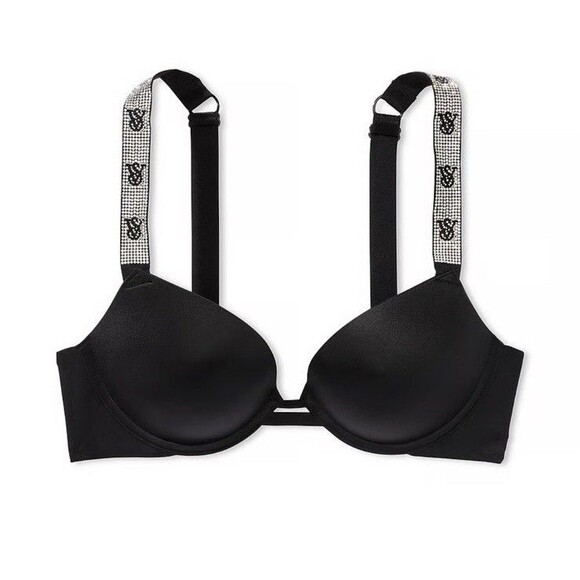 New Victoria's Secret Black Bras Very Sexy Shine Strap Smooth Push-Up 34 A - Picture 3 of 9